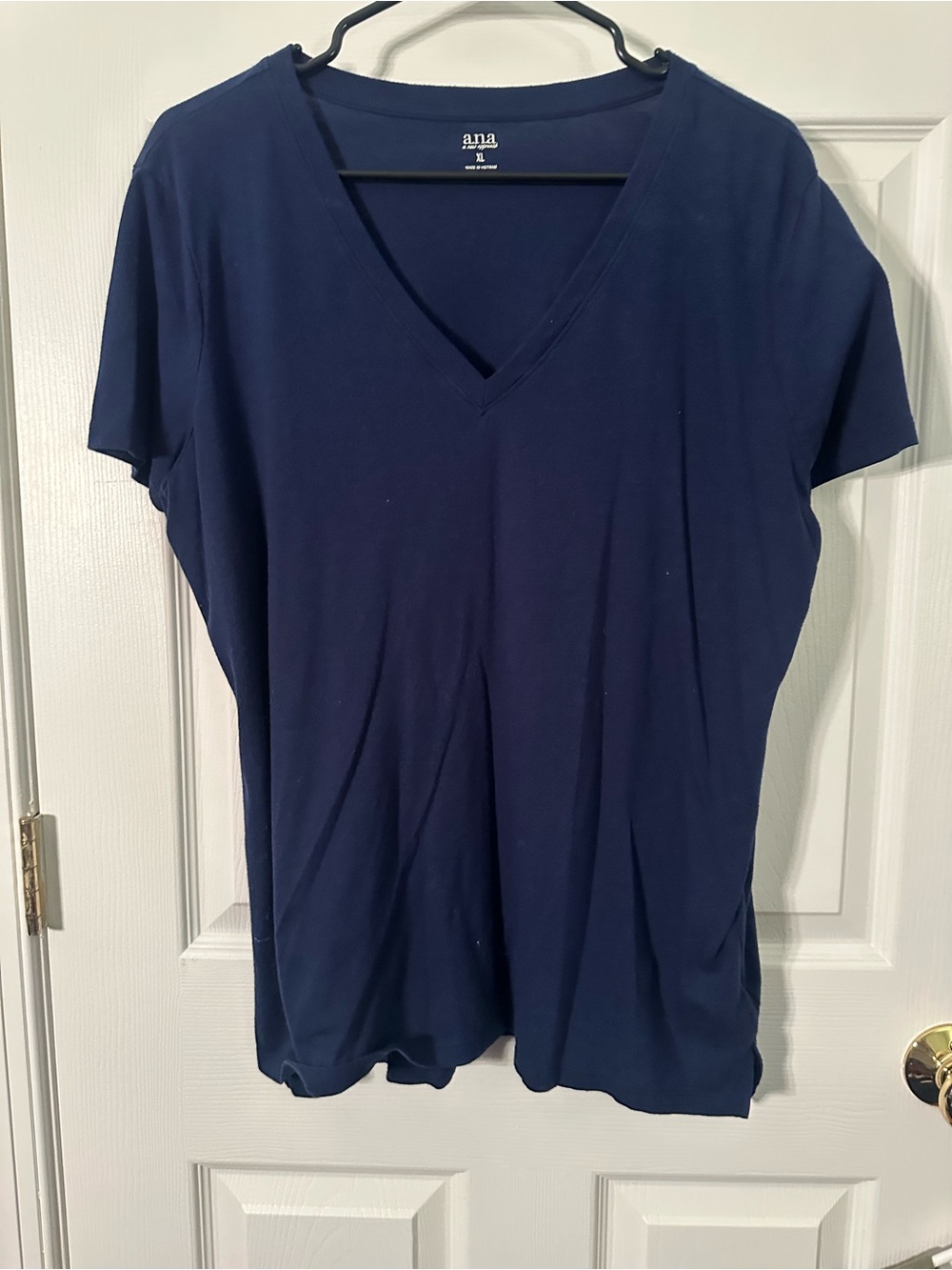 a.n.a Navy V-Neck Short Sleeve Tee